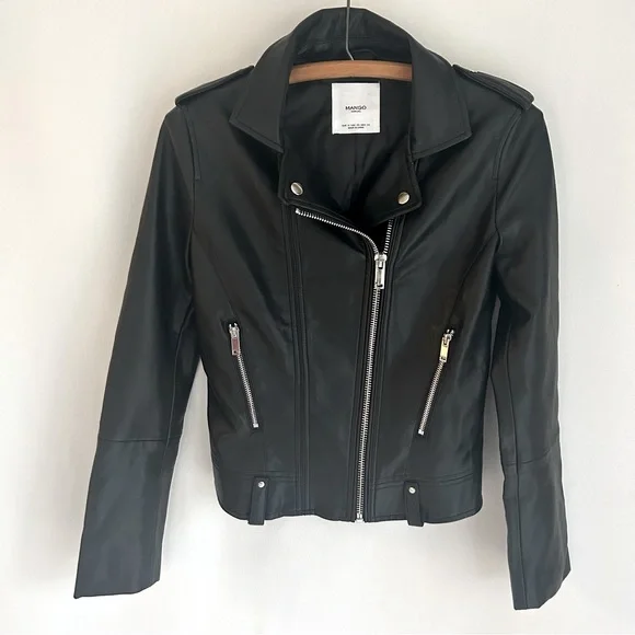 Mango | Jackets & Coats | Mango Moto Biker Jacket In Black Faux  display picture 1